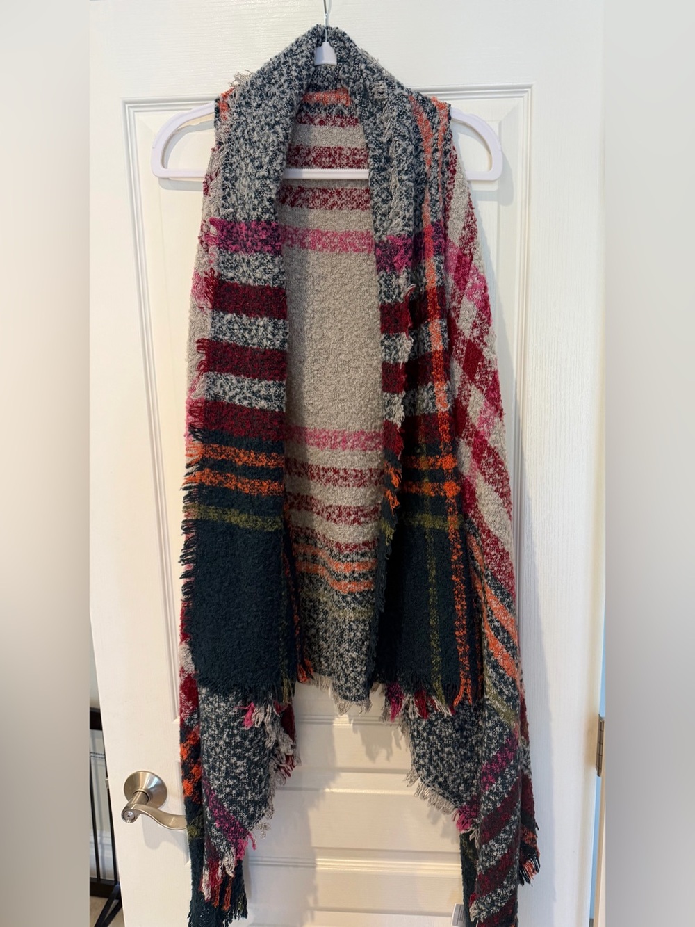 Cozy Plaid Knit Wrap Cardigan - Multicolor